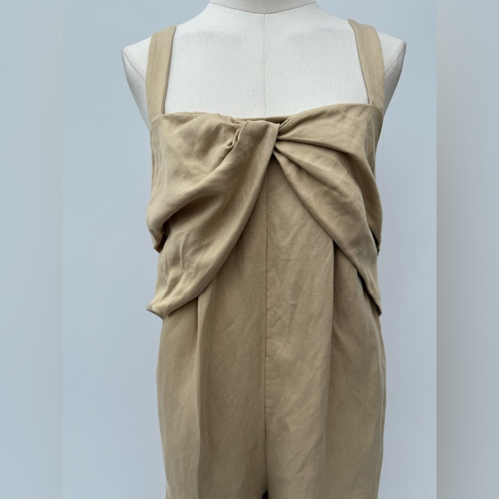 COS Tan Twist Front Wide Leg Jumpsuit Khaki Size 4 NWT Elegant Chic - Picture 4 of 15
